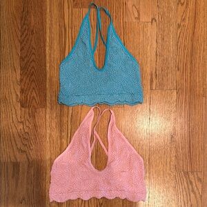 FREE PEOPLE Intimately What’s The Scoop L/XL Blue & Pink Floral Bralette Bundle